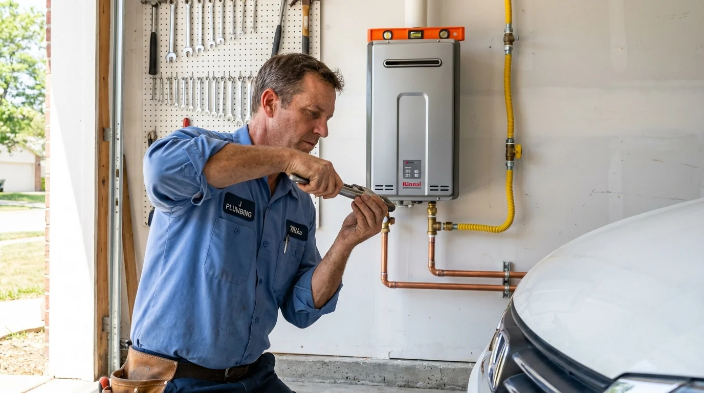 Tankless water heater installation by a Johns Plumbing LLC plumber in Eastpointe